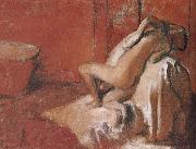 Edgar Degas Lady toweling off her body after bath oil painting artist